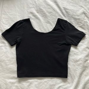 American Apparel Black Short Sleeve Crop Top Size Small